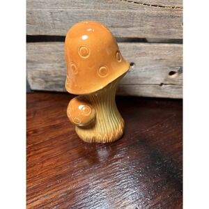 Vintage MCM Tall Double Mushroom Porcelain Shaker Made in Japan Orange
